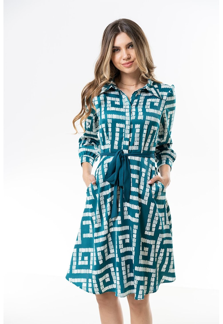 Разкроена рокля Esmeralda с колан - Тюркоаз Hermosa