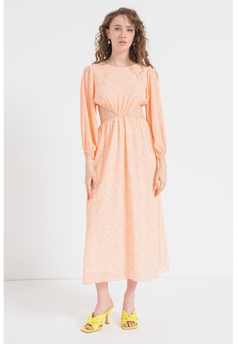 Разкроена рокля Kasmata с отвори встрани - Бял/Бледооранжев HUGO