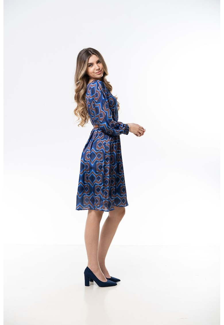 Разкроена рокля Luisa с принт - Тъмносин Hermosa