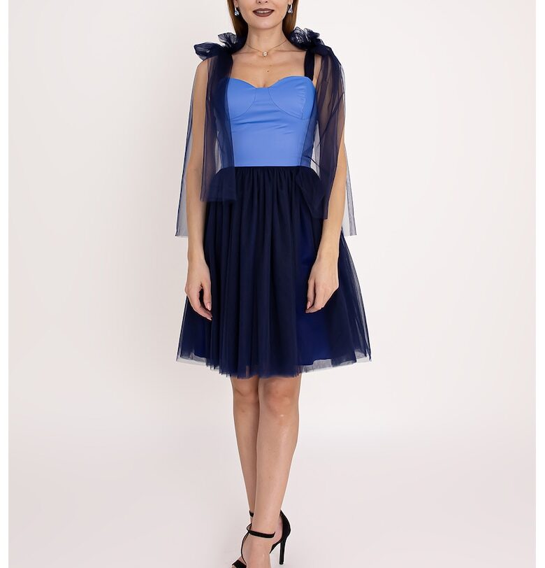 Разкроена рокля Marina с тюл - Син Ilona Andreoiu