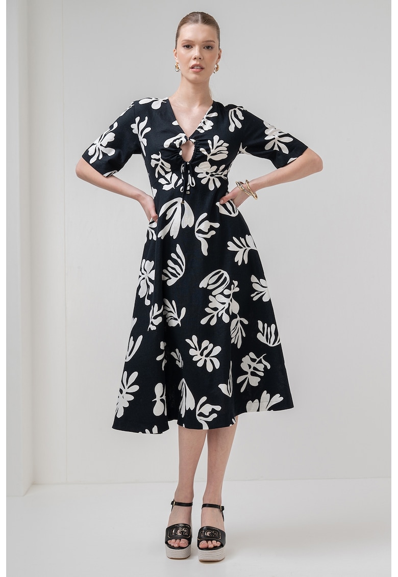 Разкроена рокля Molise с шпиц - Бял/Черен Marella