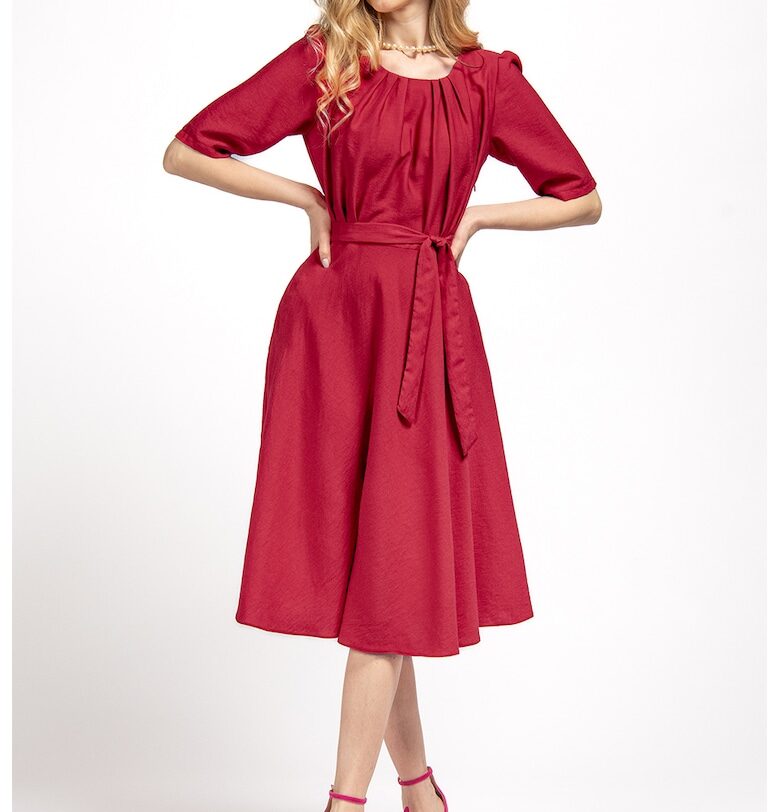 Разкроена рокля Sakia - Червен Couture de Marie