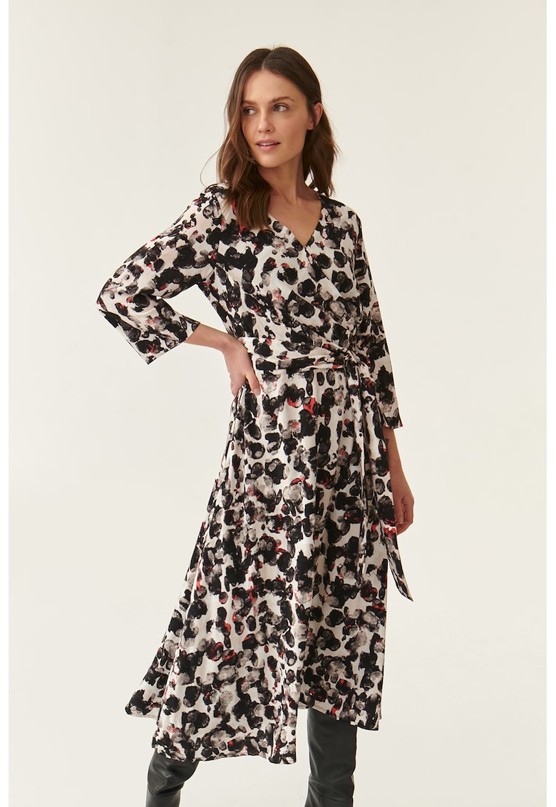 Разкроена рокля Samikone с абстрактна шарка - Бял/Черен Tatuum