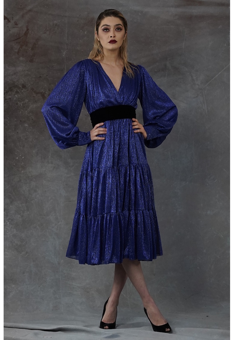 Разкроена рокля Talalaia с шпиц - Син MIAU by Clara Rotescu