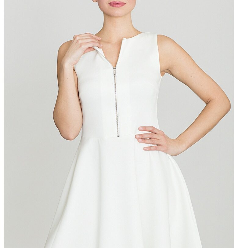 Разкроена рокля - Ленитиф - модел К098 - цип - мини - екрю - 95% полиестер - 5% еластан Lenitif