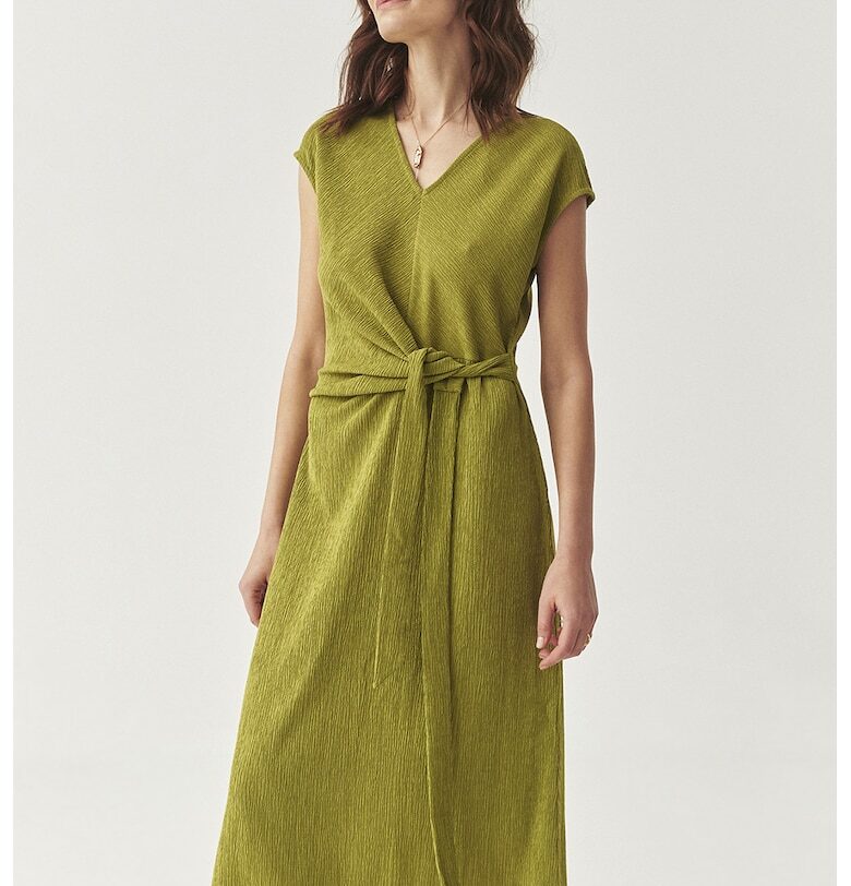 Разкроена рокля - Маслинено зелено Tatuum