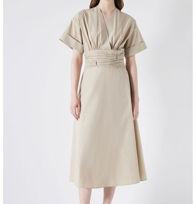 Разкроена рокля - Светло бежово Ipekyol