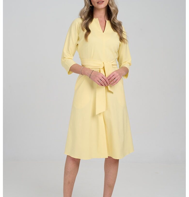 Разкроена рокля - Светло жълто Couture de Marie