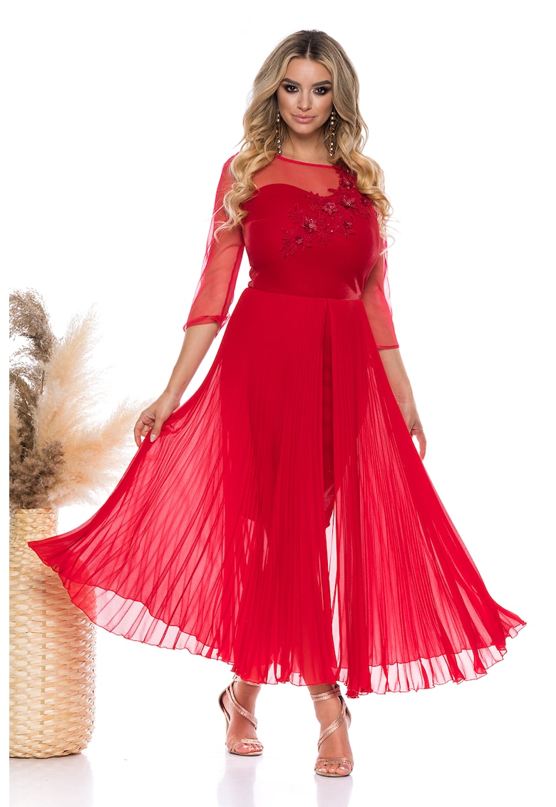 Разкроена рокля - Тъмночервен BAROCCA