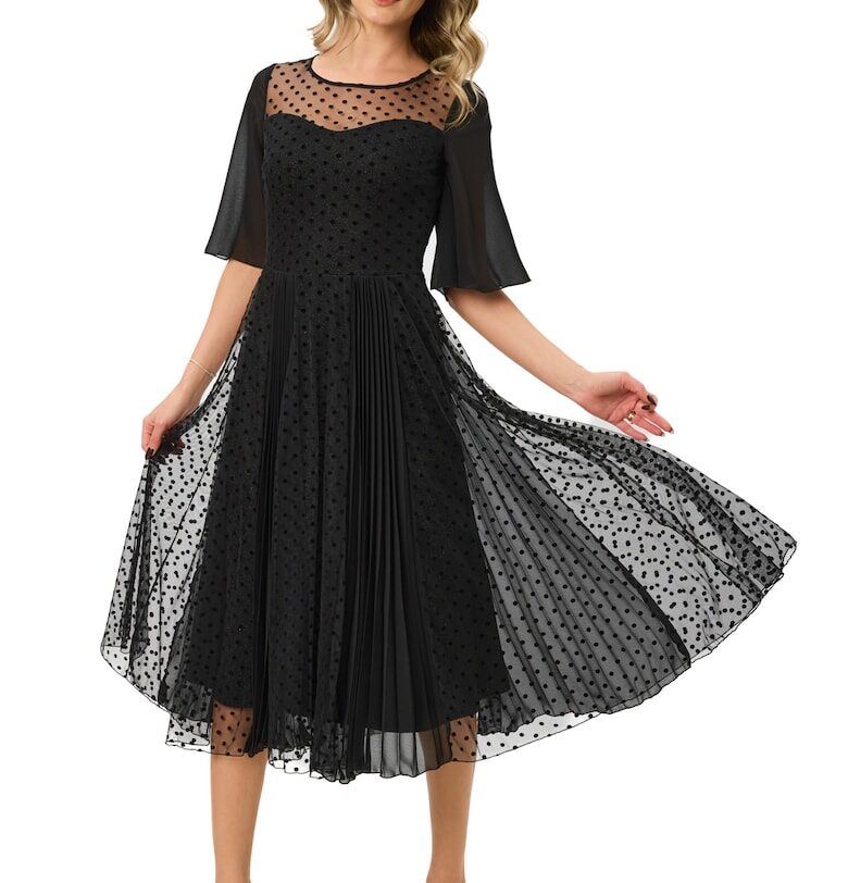 Разкроена рокля - Черен BAROCCA