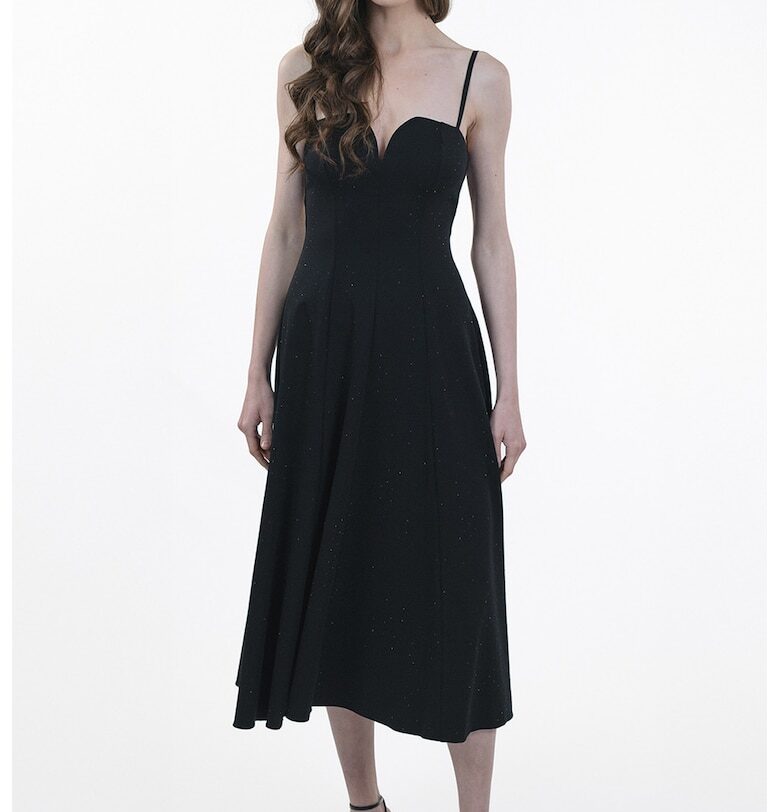 Разкроена рокля без ръкави - Черен Maellie