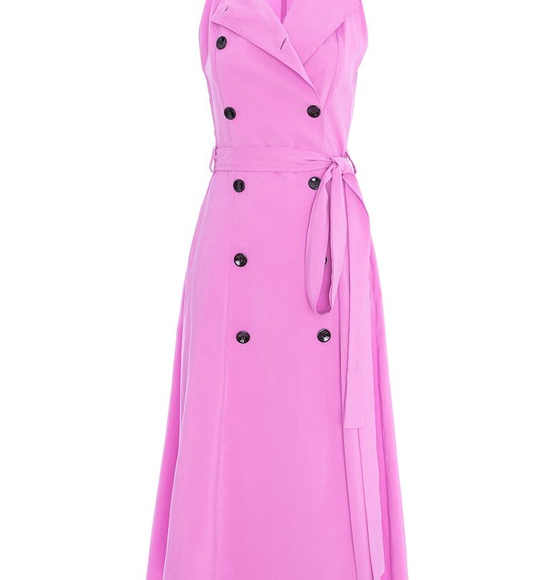 Разкроена рокля без ръкави - с двуредно закопчаване - Лилав AVENUE No29