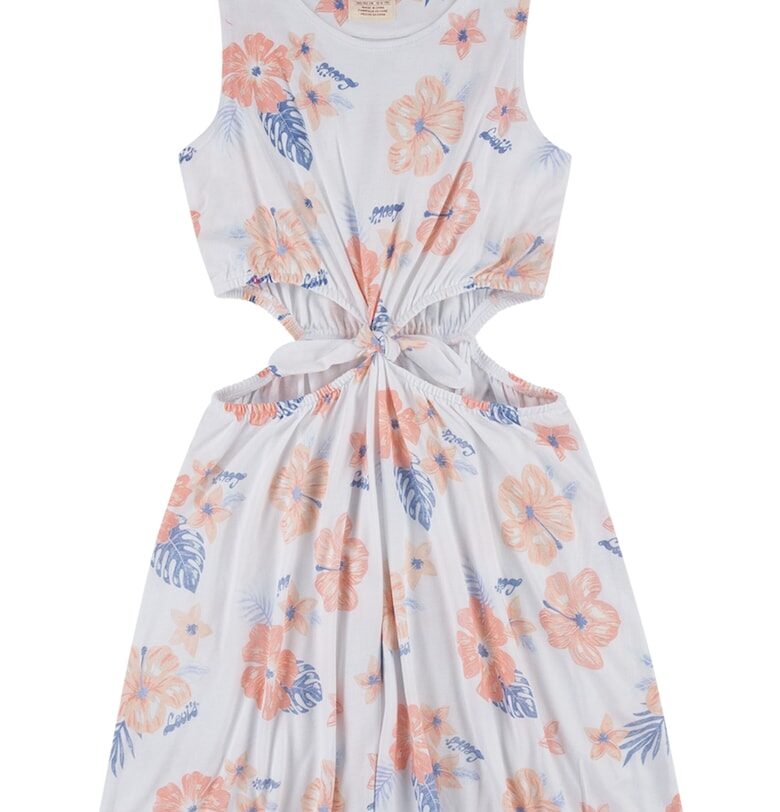 Разкроена рокля и отвори встрани - Бял/Персийски портокал/Син Levis