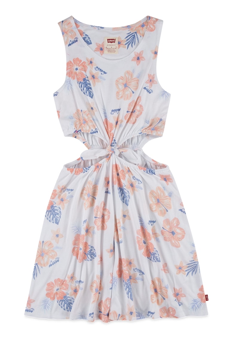 Разкроена рокля и отвори встрани - Бял/Персийски портокал/Син Levis