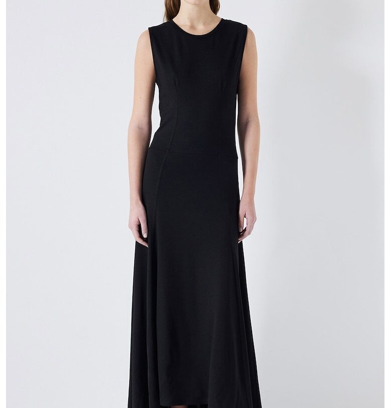 Разкроена рокля с асиметричен подгъв - Черен Ipekyol