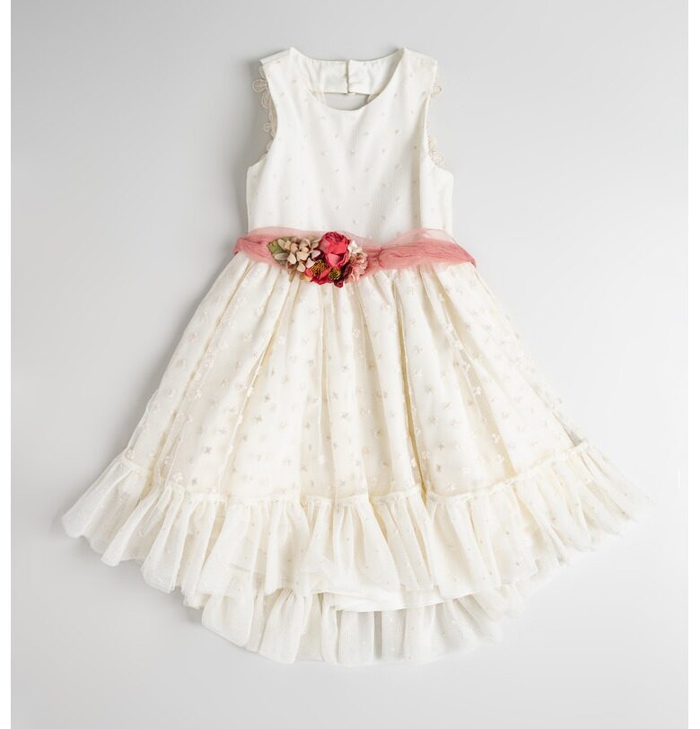 Разкроена рокля с бродерии - Слонова кост/Розово Abel  Lula