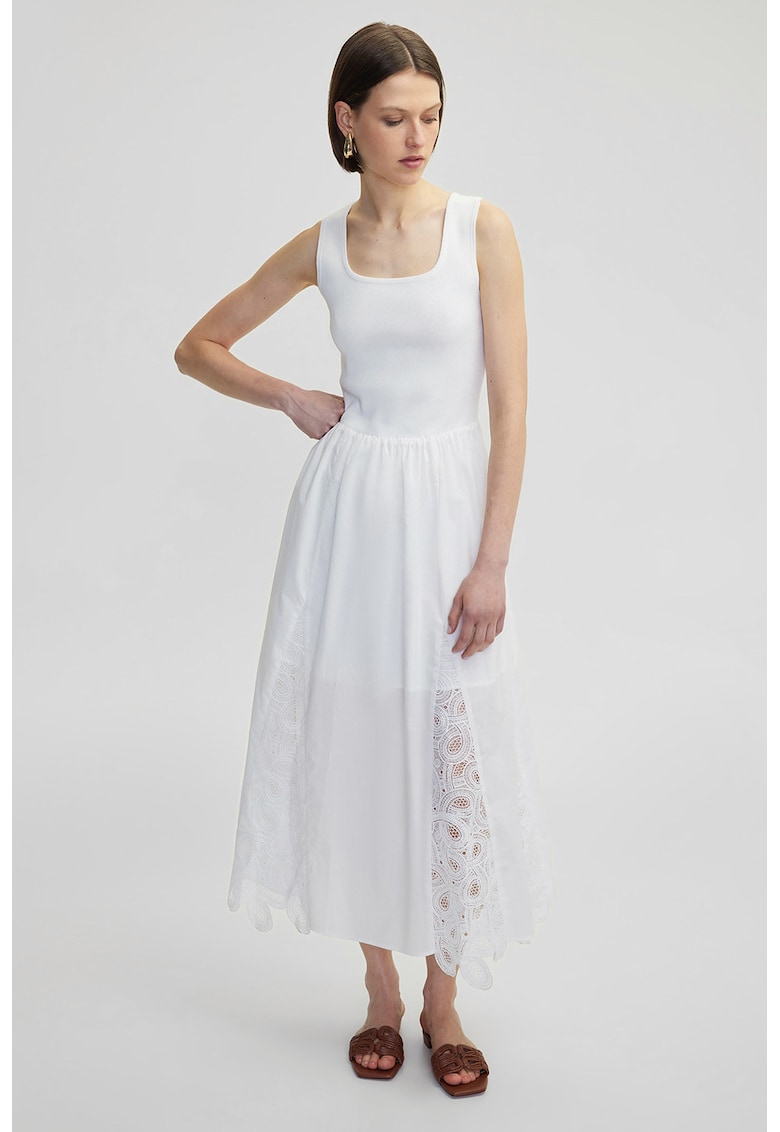 Разкроена рокля с бродерия - Мръснобял Ipekyol