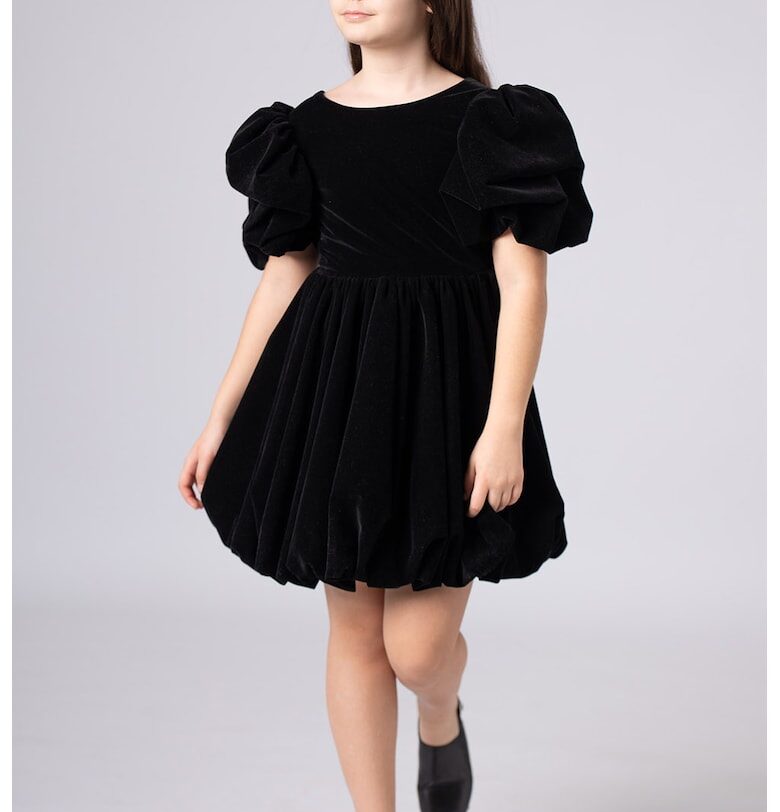 Разкроена рокля с бухнали ръкави - Черен EMMA concept wear