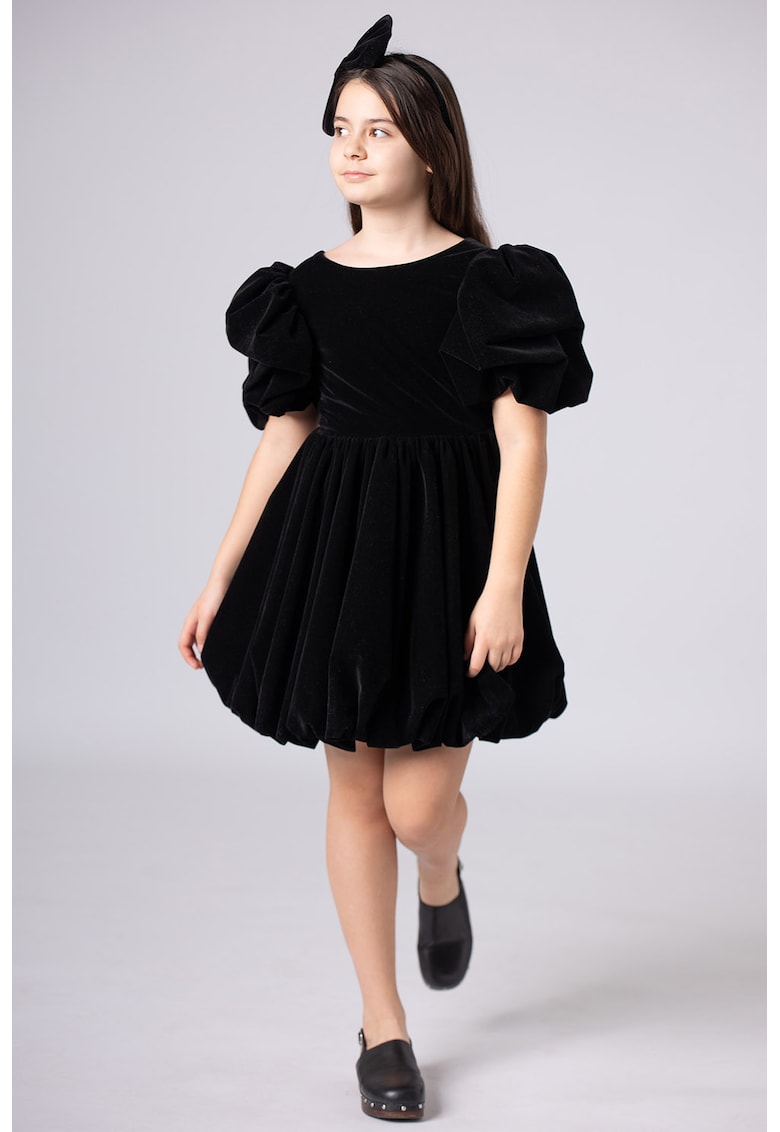 Разкроена рокля с бухнали ръкави - Черен EMMA concept wear