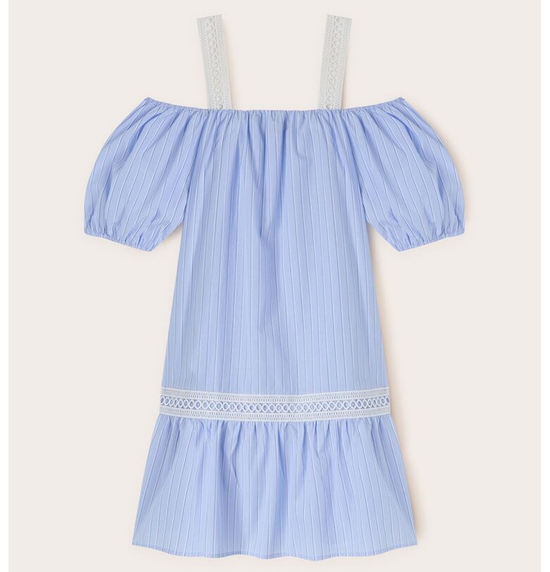 Разкроена рокля с голи рамене - Лавандула Motivi