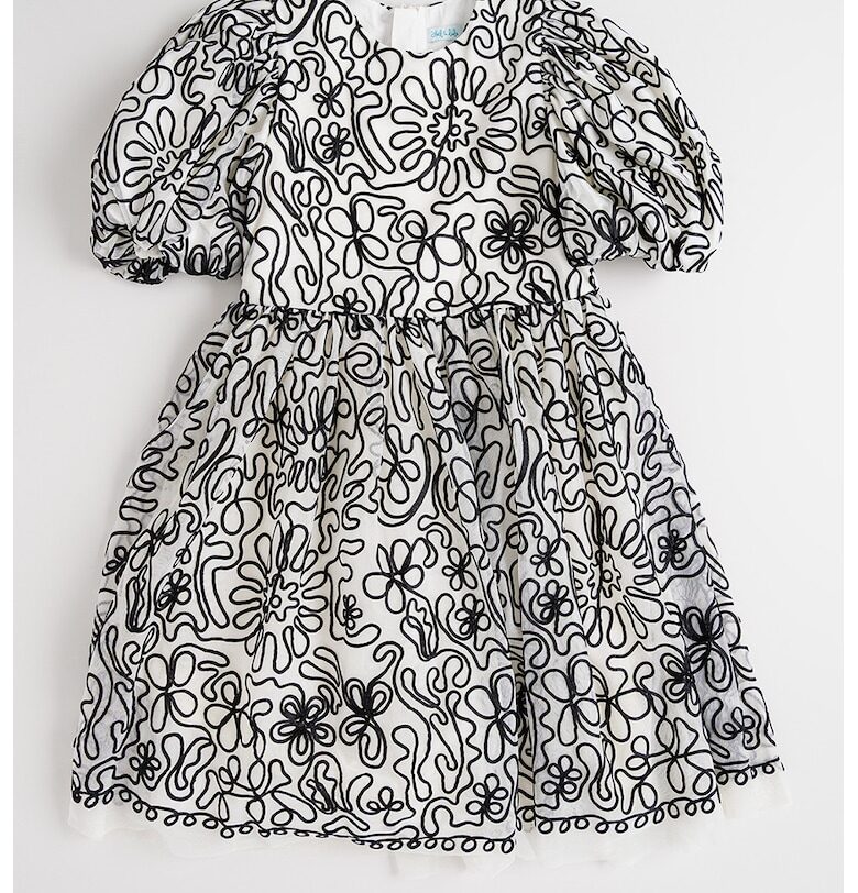 Разкроена рокля с десен - Бял/Черен Abel  Lula