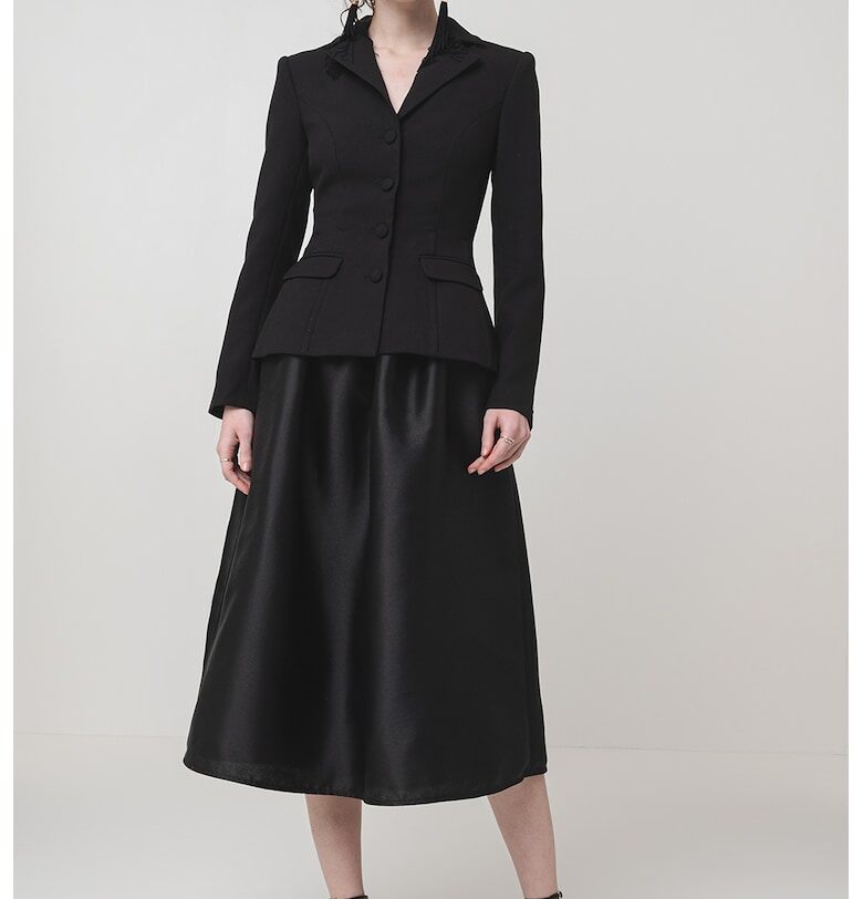 Разкроена рокля с дизайн 2в1 - Черен SELF-PORTRAIT