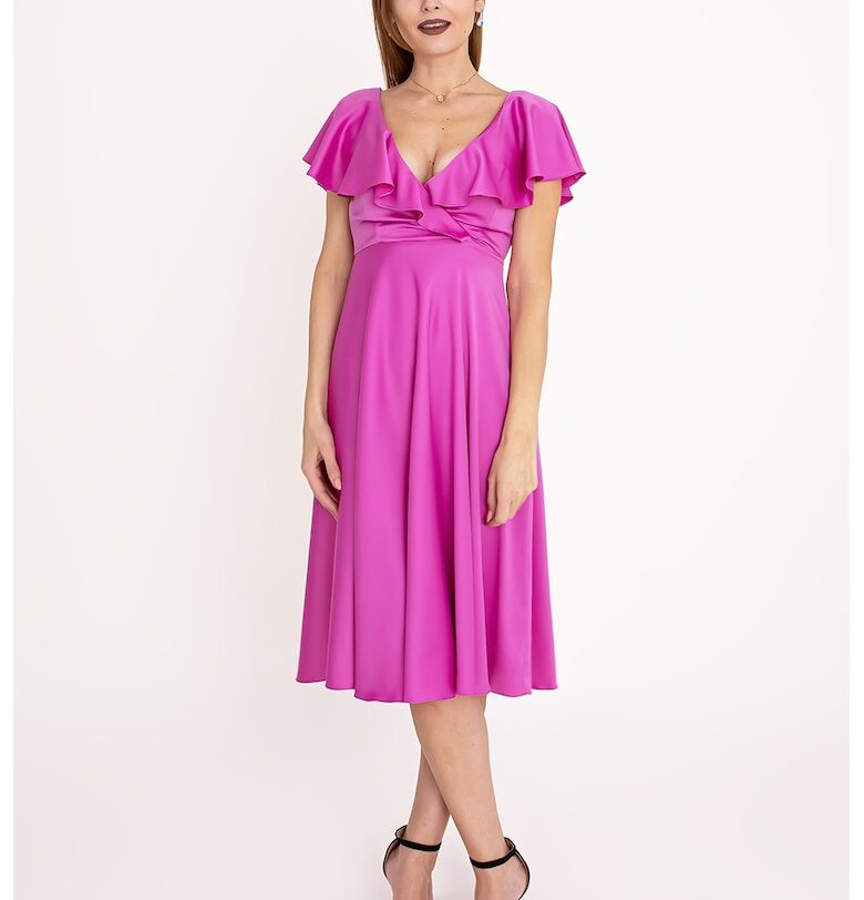 Разкроена рокля с дипли - Светлорозов Ilona Andreoiu