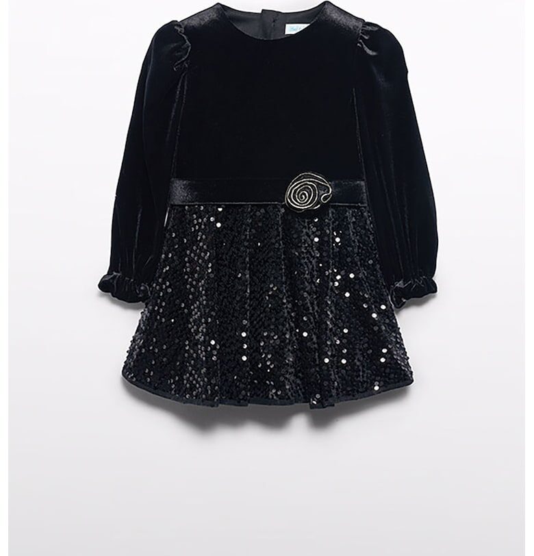 Разкроена рокля с кадифени детайли - Черен Abel  Lula