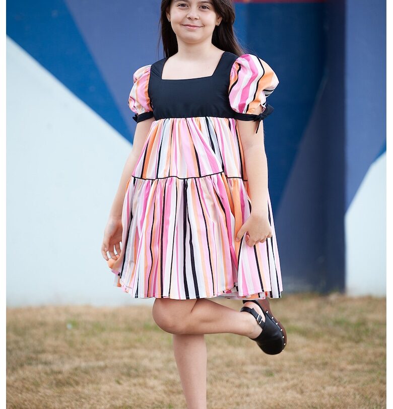 Разкроена рокля с квадратно деколте - Розово/Тъмносин EMMA concept wear