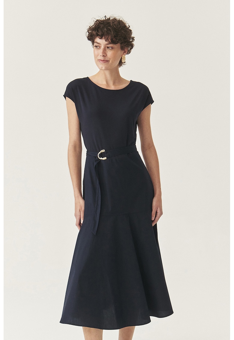 Разкроена рокля с колан - Ултрамарин синьо Tatuum