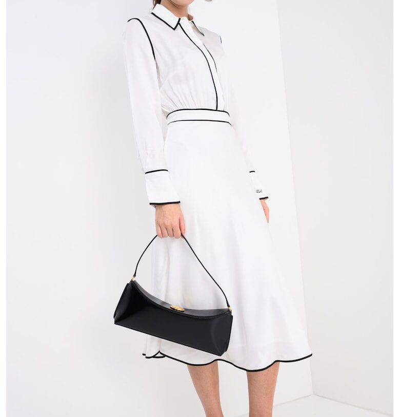 Разкроена рокля с контрасти - Черен/Мръснобял Karl Lagerfeld