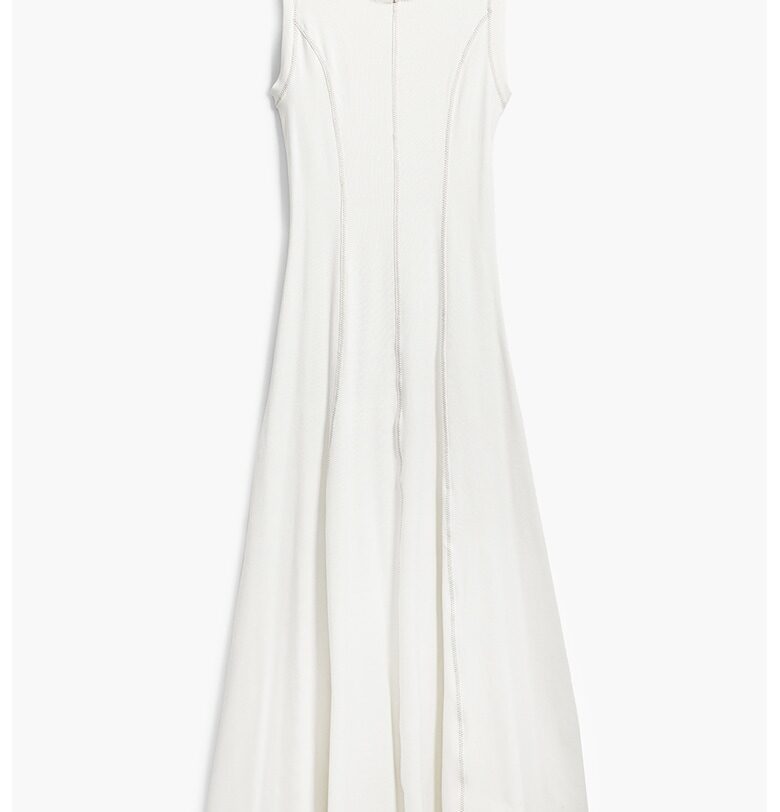 Разкроена рокля с контрастни шевове - Бял DESIGUAL