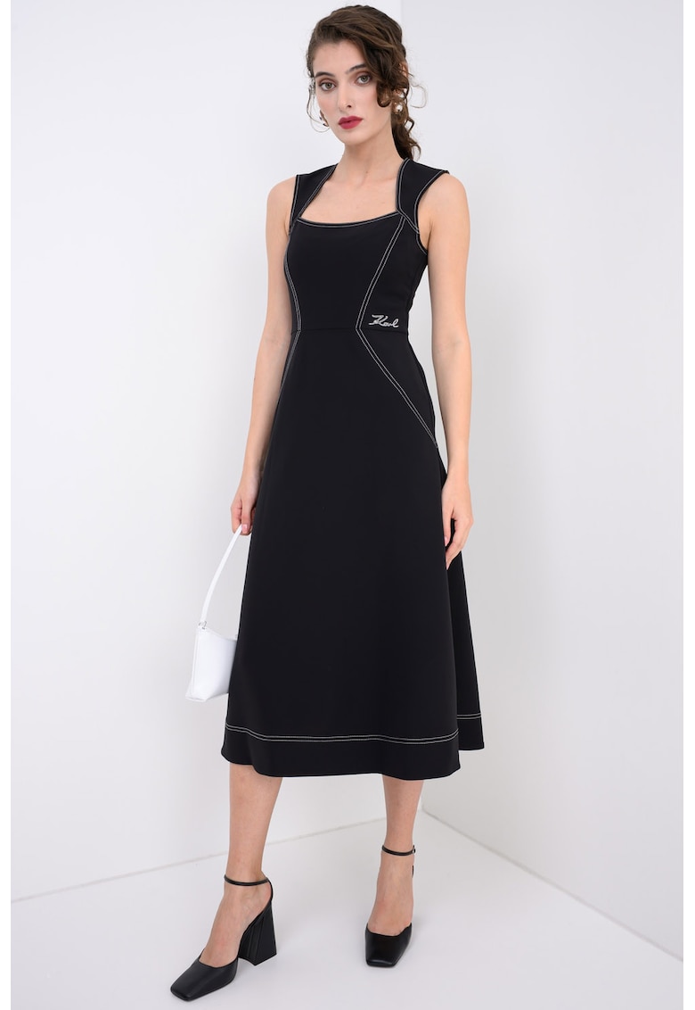 Разкроена рокля с контрастни шевове - Черен Karl Lagerfeld