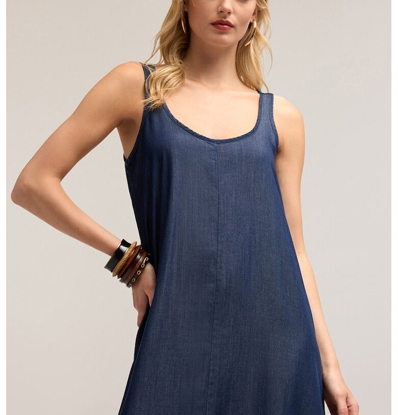 Разкроена рокля с лиосел - Тъмносин Motivi