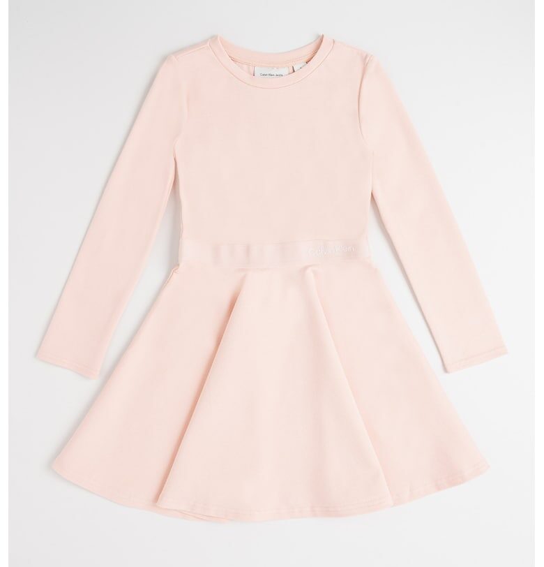 Разкроена рокля с лого - Прашно розово CALVIN KLEIN