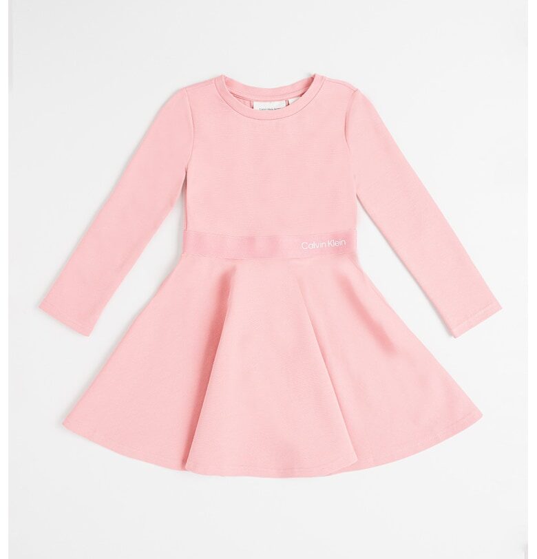 Разкроена рокля с лого - Тъмнорозов/Прашно розово CALVIN KLEIN