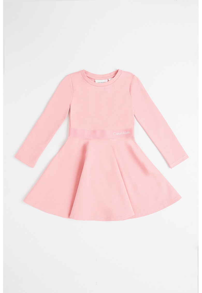 Разкроена рокля с лого - Тъмнорозов/Прашно розово CALVIN KLEIN