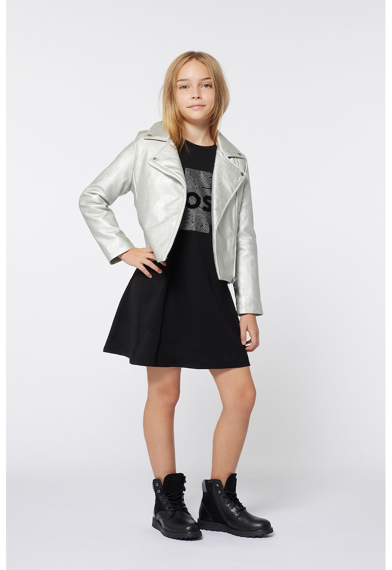 Разкроена рокля с лого - Черен BOSS Kidswear