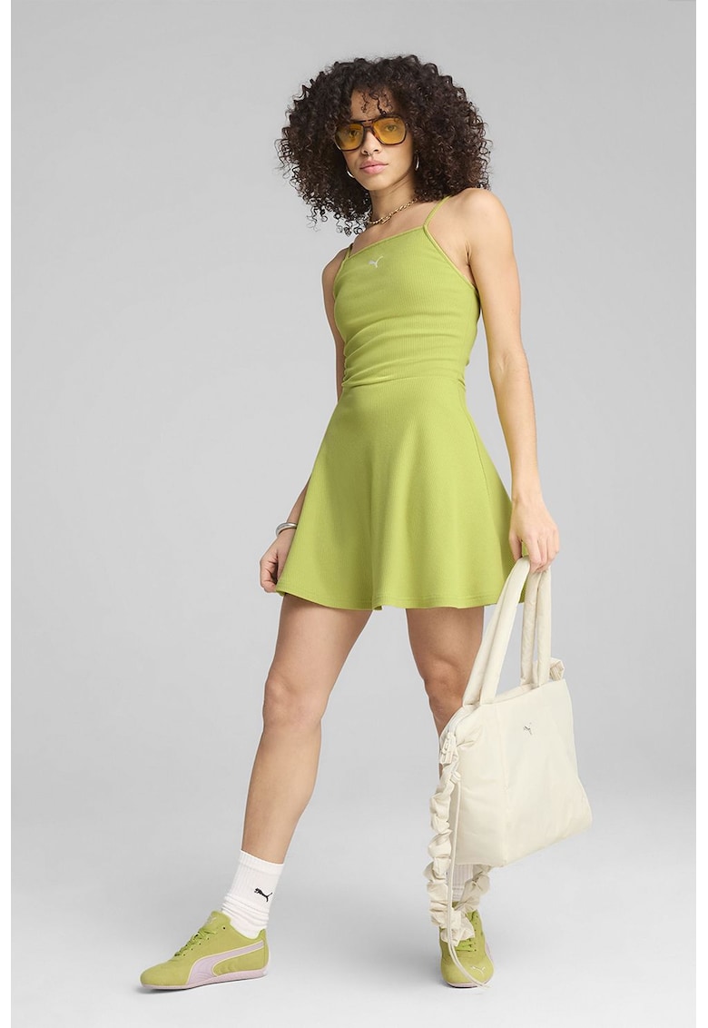 Разкроена рокля с лого - Шам фъстък зелено Puma
