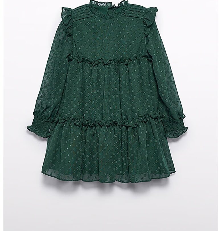 Разкроена рокля с набирания - Тъмнозелен Abel  Lula