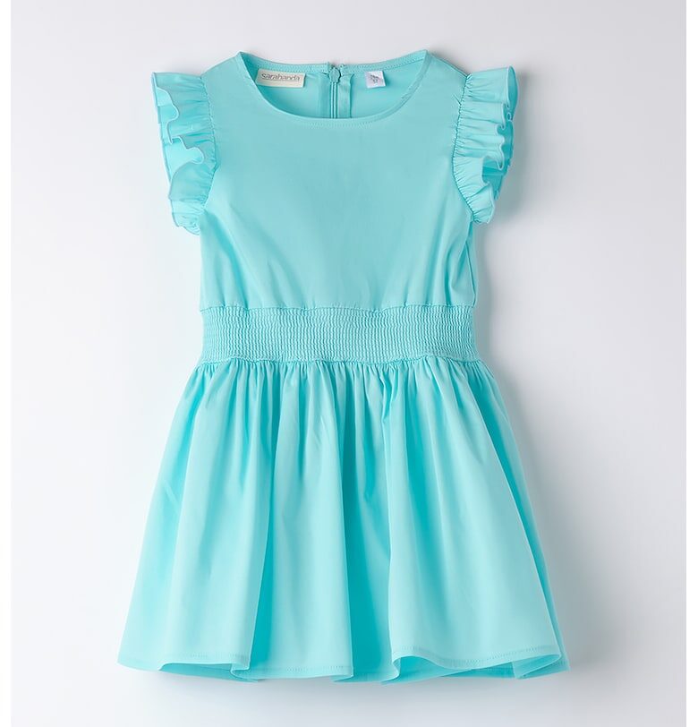 Разкроена рокля с набирания - Тюркоаз Sarabanda