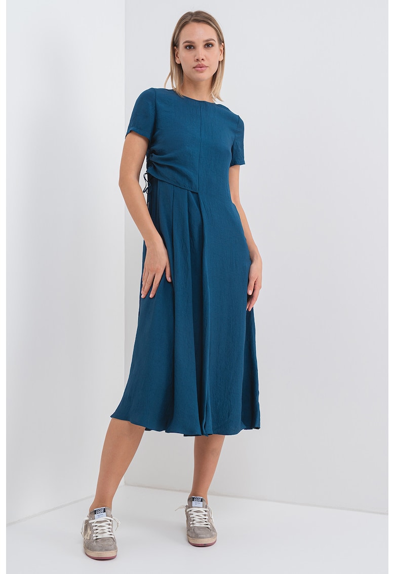 Разкроена рокля с набирания встрани - Петролно синьо MaxCo