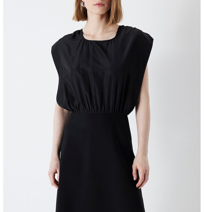 Разкроена рокля с овално деколте - Черен Ipekyol