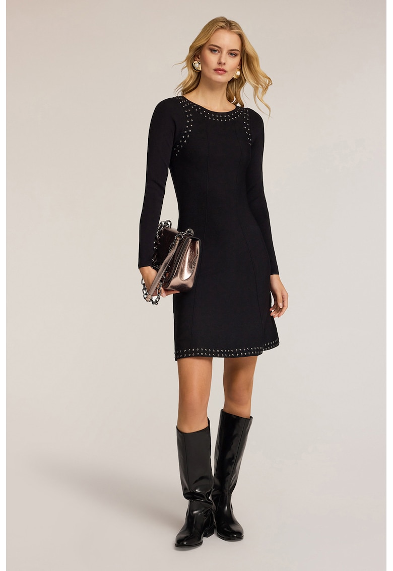 Разкроена рокля с овално деколте - Черен Motivi