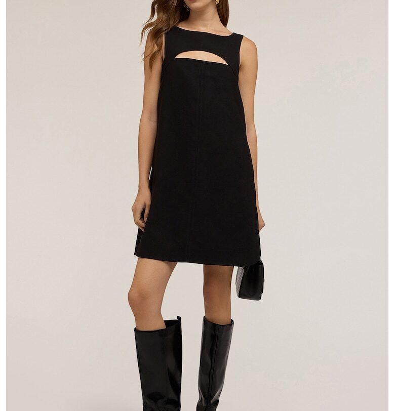 Разкроена рокля с отвор - Черен Motivi