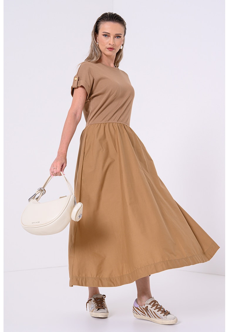 Разкроена рокля с памук - Карамел Tommy Hilfiger