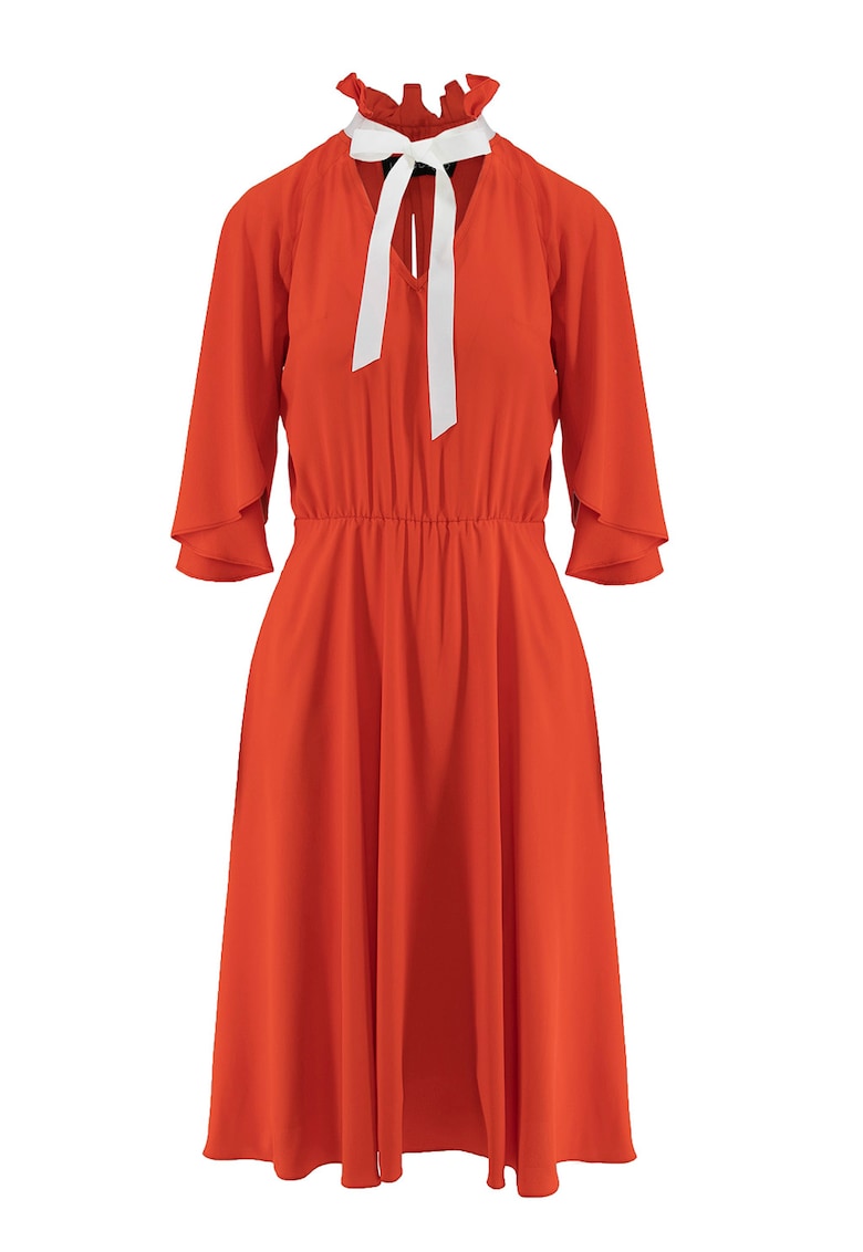 Разкроена рокля с панделка - Оранжев Larisa Dragna