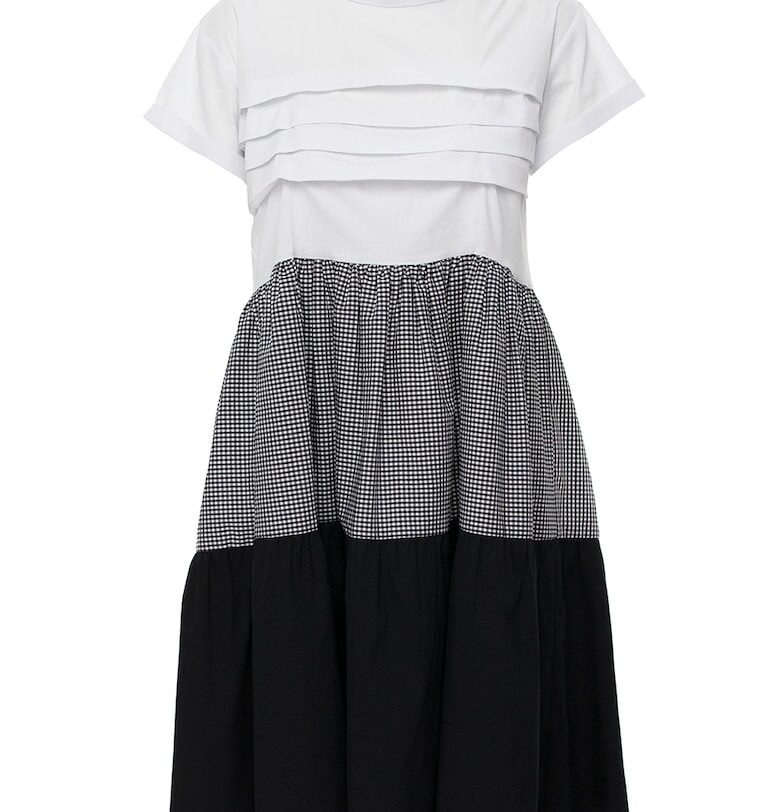 Разкроена рокля с плисе - Бял/Черен Larisa Dragna