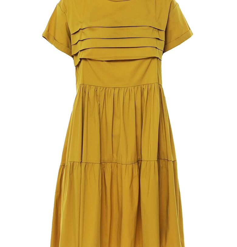 Разкроена рокля с плисе - Синапено жълто Larisa Dragna