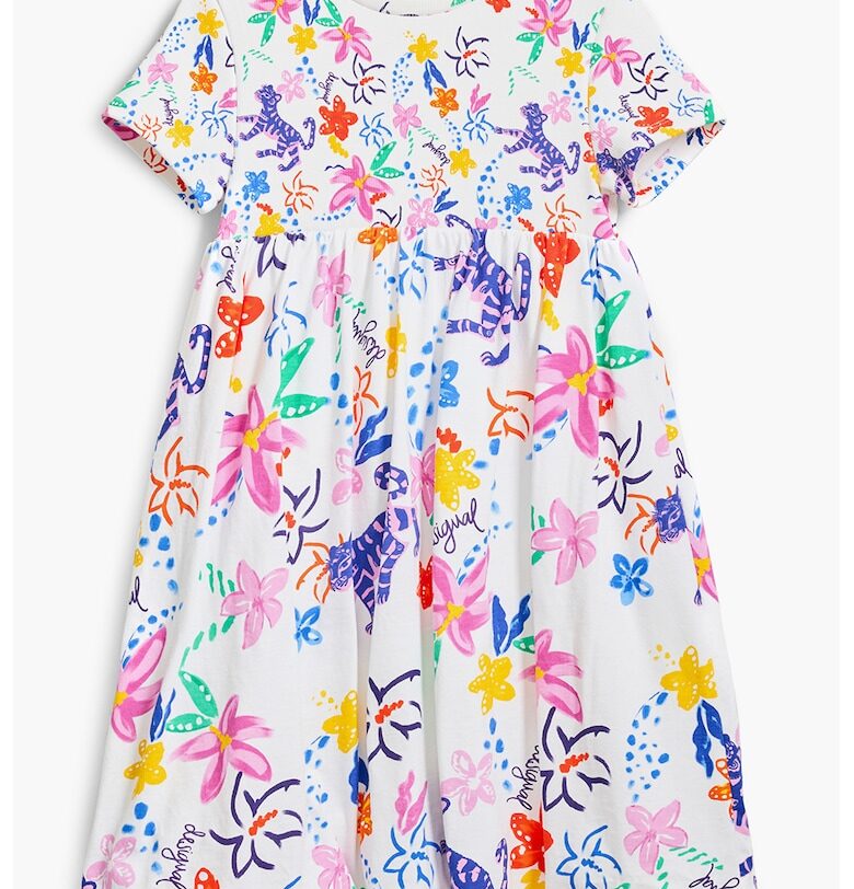 Разкроена рокля с принт - Светлорозов/Кралско Синьо/Бял DESIGUAL